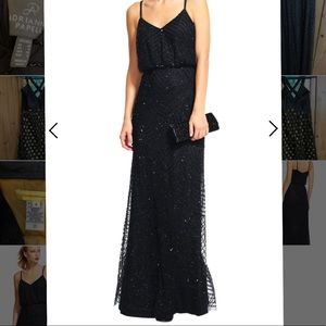 black beaded dress Adrianna Papell